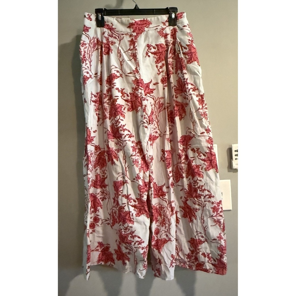Club Monaco Pants Silk Cotton Wide Leg Floral Pleated Boho Womens Size 6
